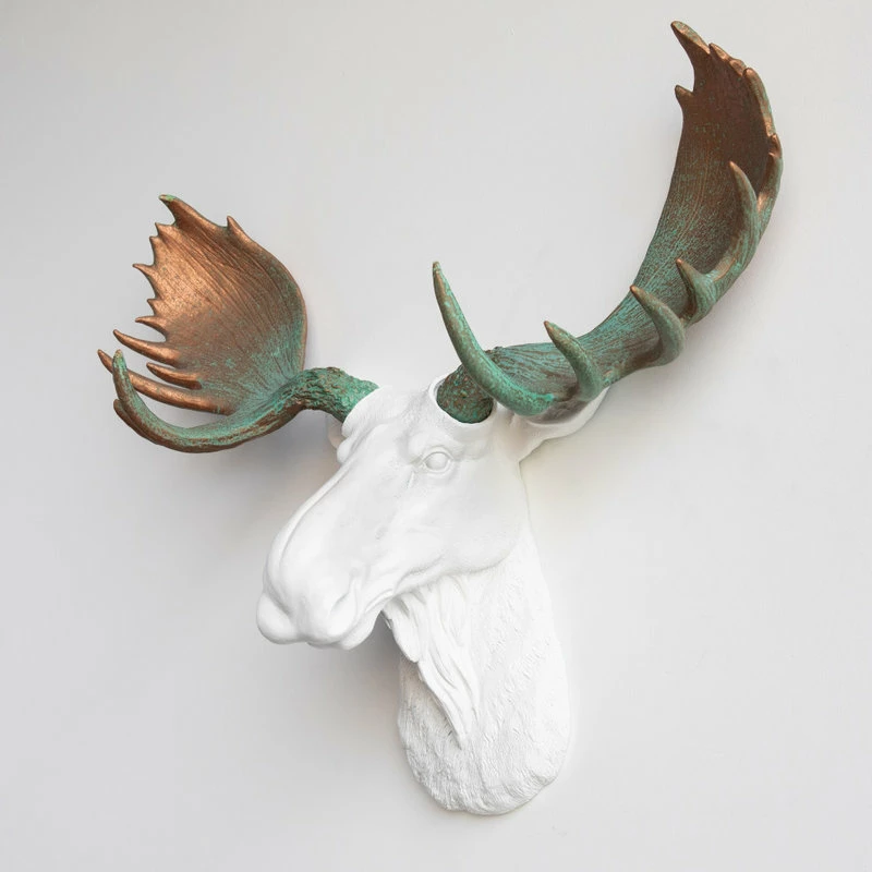 Deals โจ Near And Deer Faux Taxidermy Moose Head Wall Mount, White And Green Patina ๐ฏ 4 Deals โจ Near And Deer Faux Taxidermy Moose Head Wall Mount, White And Green Patina ๐ฏ - Image 2