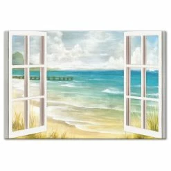 Deals ⭐ DDCG Open Windows To Beach Paradise 32x48 Canvas Wall Art 🥰