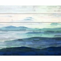 Discount ❤️ Parvez Taj "Mountain Tops" UV Ink Print On White Wood, 45"x30" 😍