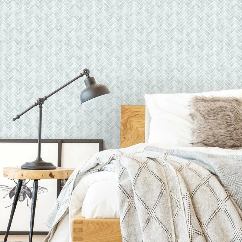 Budget π Simple Shapes Watercolor Herringbone Peel And Stick Wallpaper, Misty Blue, 24"w X 108"h π 7 Budget π Simple Shapes Watercolor Herringbone Peel And Stick Wallpaper, Misty Blue, 24"w X 108"h π - Image 5