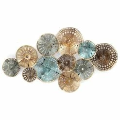 Deals 😀 Sagebrook Home Teal/Metal Circles Wall Sculpture 🌟