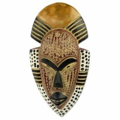 Brand new 😀 NOVICA African Wood Mask, 'Ghana's Happiness', Ghana 🌟