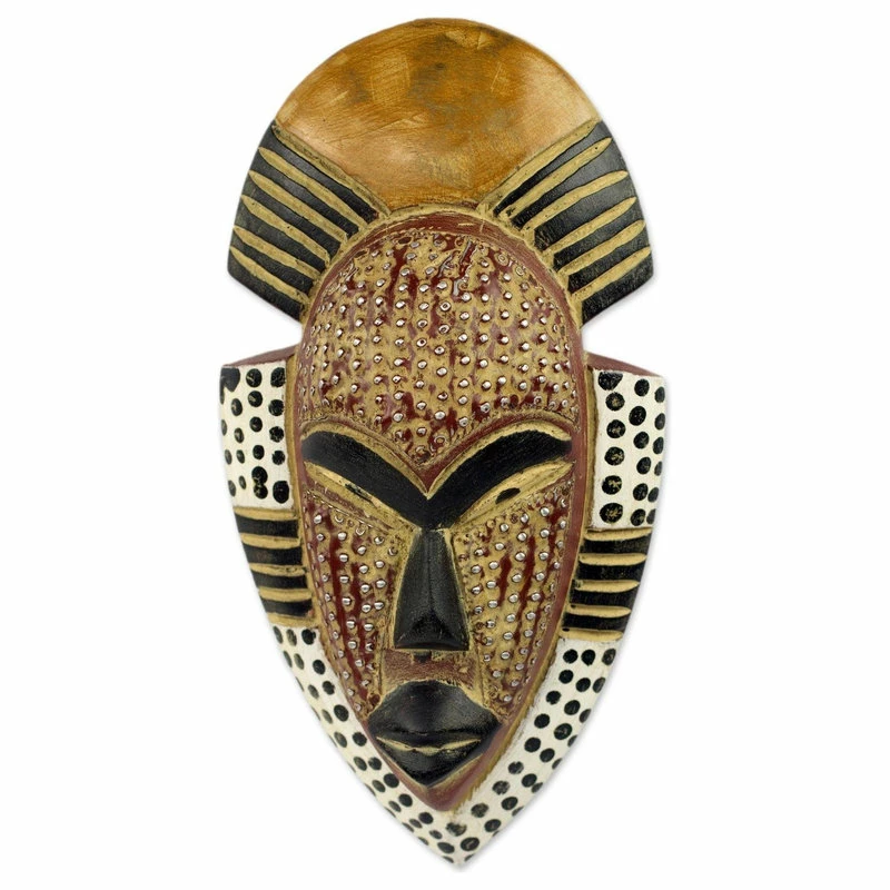 Brand new π NOVICA African Wood Mask, 'Ghana's Happiness', Ghana π 3 Brand new π NOVICA African Wood Mask, 'Ghana's Happiness', Ghana π