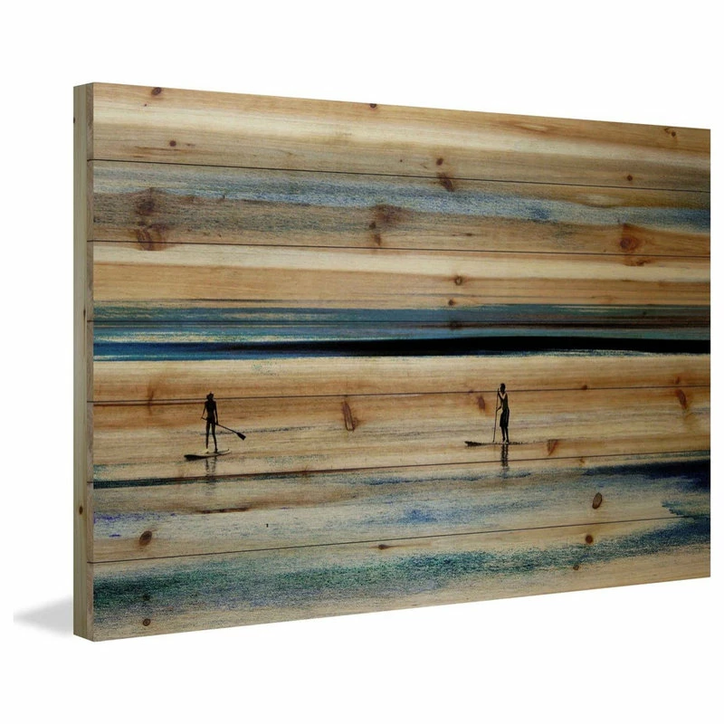 Flash Sale 💯 Parvez Taj "Surfboard Paddling" Print On Natural Pine Wood, 36"x24" 🔔 4 Flash Sale 💯 Parvez Taj "Surfboard Paddling" Print On Natural Pine Wood, 36"x24" 🔔 - Image 2