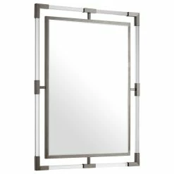 Flash Sale ✔️ Meridian Furniture Ghost Mirror, Acrylic/Brushed Silver, Rectangular 👍