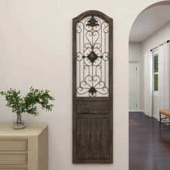Best deal 🥰 Brimfield & May Brown Wood Rustic Scroll Door Inspired Wall Decor With Metal Wire 19" X 1" X 72" ✔️ -Cheap wall decor Store 15f1aad20262489e 6912 w800 h800 b0 p0