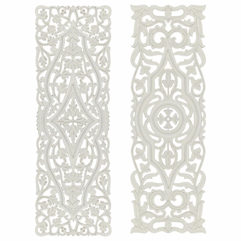 Cheapest ๐ Brimfield & May Set Of 2 White Mango Wood Farmhouse Abstract Wall Decor, 16" X 48" ๐ 3 Cheapest ๐ Brimfield & May Set Of 2 White Mango Wood Farmhouse Abstract Wall Decor, 16" X 48" ๐