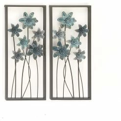 Discount 🛒 Brimfield & May Set Of 2 Gray Metal Traditional Floral Wall Decor 95262 🔔
