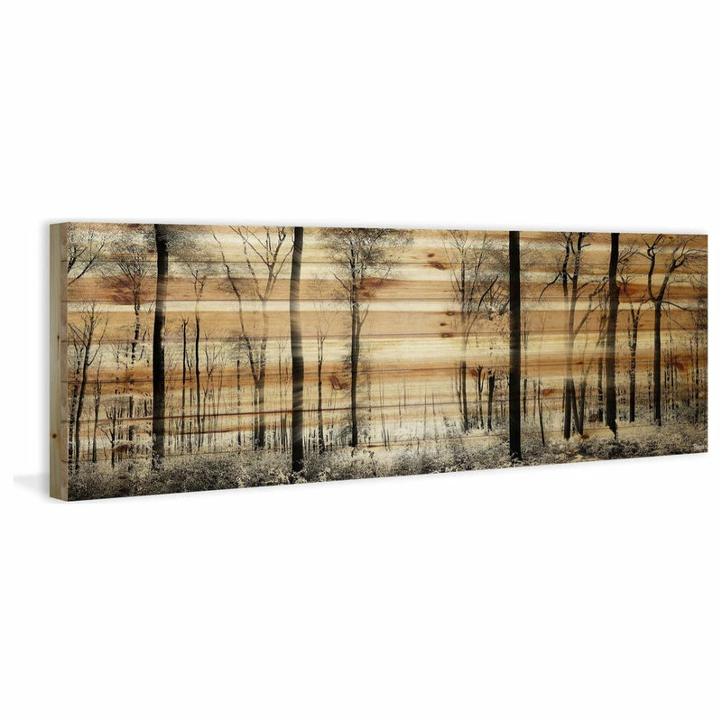 Cheapest 🥰 Parvez Taj "Panoramic Forest" Painting Print On Natural Pine Wood, 60"x20" ❤️ 4 Cheapest 🥰 Parvez Taj "Panoramic Forest" Painting Print On Natural Pine Wood, 60"x20" ❤️ - Image 2