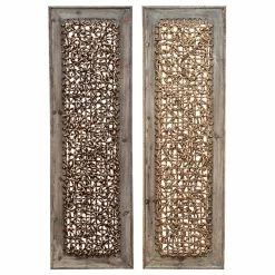 Promo 🛒 Brimfield & May Set Of 2 Brown Wood Farmhouse Abstract Wall Decor 51764 😉