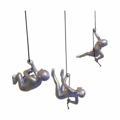 Hot Sale β¨ Eladitems Climbing Man Pos 1, 2, 3 Wall Art!, Set Of 3, Silver π