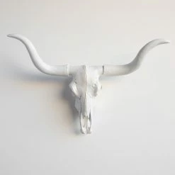 Discount ⭐ Near And Deer Large Faux Skull Texas Longhorn, White 💯