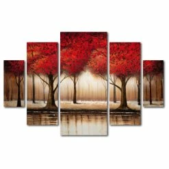 Flash Sale ✔️ Trademark Fine Art 'Parade Of Red Trees' Multi-Panel Canvas Art Set By Rio 🌟