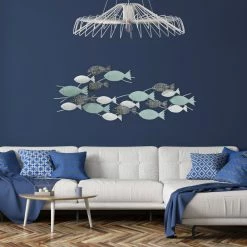 New 👏 Whole House Worlds School Of Fish In Blue Hues, Metal Wall Decor Art, 43.5" 😀 -Cheap wall decor Store 427176260127c3af 6214 w800 h800 b0 p0