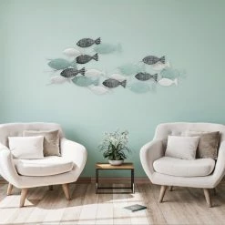 New 👏 Whole House Worlds School Of Fish In Blue Hues, Metal Wall Decor Art, 43.5" 😀 -Cheap wall decor Store 42f16d320127c3b3 6214 w800 h800 b0 p0
