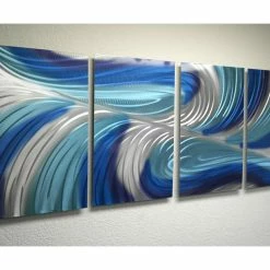 Budget 👍 Miles Shay Metal Art "Echo 3 Blues V2" Metal Wall Art By Miles Shay, 4-Piece Set ⌛ -Cheap wall decor Store 4611bfe707153dde 6219 w800 h800 b0 p0