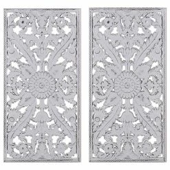 New 💯 Olliix Madison Park Botanical Panel Carved Wall Decor 2 Piece Set 🔔