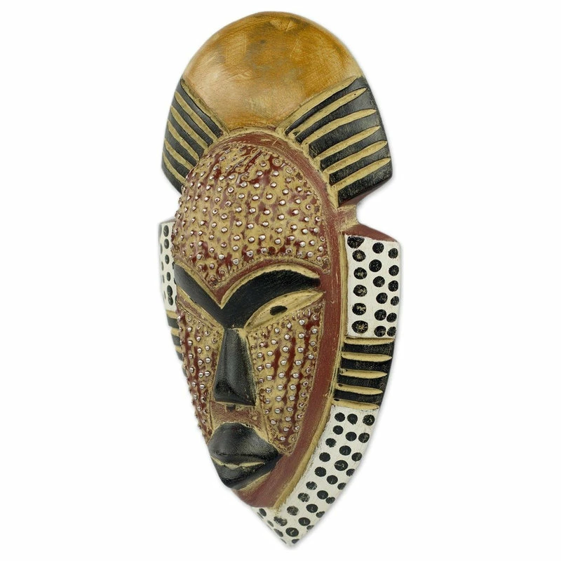 Brand new π NOVICA African Wood Mask, 'Ghana's Happiness', Ghana π 4 Brand new π NOVICA African Wood Mask, 'Ghana's Happiness', Ghana π - Image 2