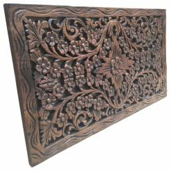 Top 10 โ๏ธ Asiana Home Decor Wood Carved Panel, Decorative Flora Wall Relief Panel, Teak Wood Wall Hanging ๐