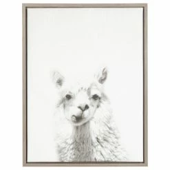 Brand new π Uniek "Alpaca" Canvas Wall Art, Black And White, 18"x24" π