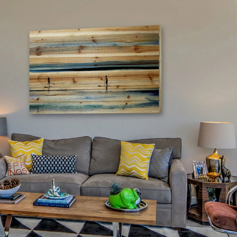 Flash Sale 💯 Parvez Taj "Surfboard Paddling" Print On Natural Pine Wood, 36"x24" 🔔 6 Flash Sale 💯 Parvez Taj "Surfboard Paddling" Print On Natural Pine Wood, 36"x24" 🔔 - Image 4