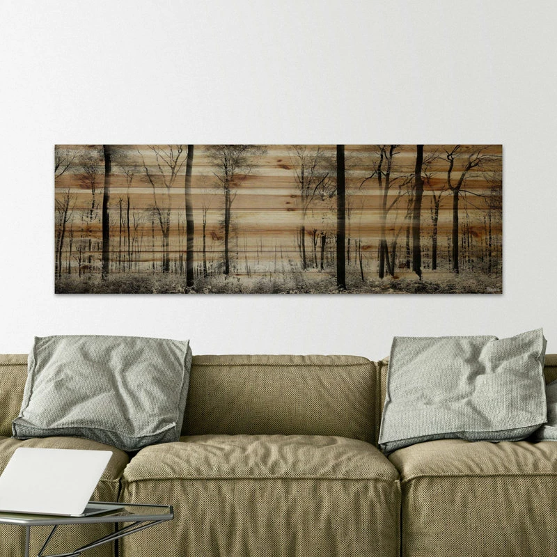 Cheapest 🥰 Parvez Taj "Panoramic Forest" Painting Print On Natural Pine Wood, 60"x20" ❤️ 8 Cheapest 🥰 Parvez Taj "Panoramic Forest" Painting Print On Natural Pine Wood, 60"x20" ❤️ - Image 6