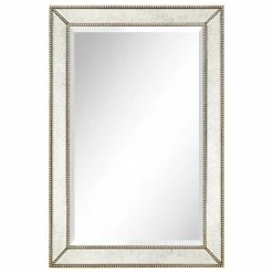 Best Sale ⌛ Empire Art Direct Champagne Beveled Antique Wall Mirror 1" Beveled Center, Wood Frame 36"x24" 🔔