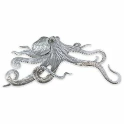 Best Sale 🎉 Copper Art Coastal Home Decor 'Octopus' - Contemporary Octopus Art On Stainless Steel 😀