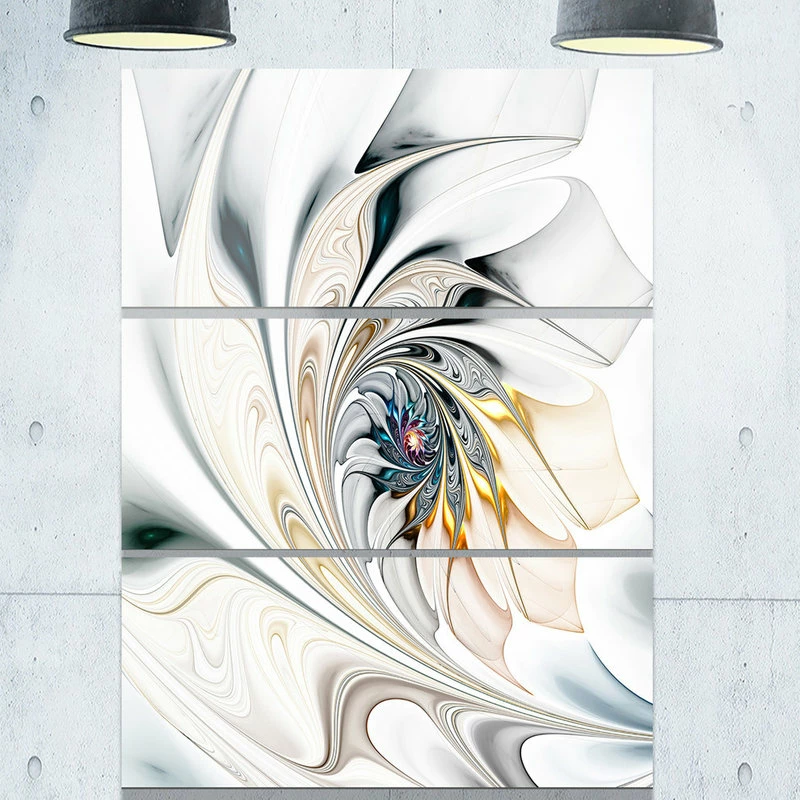 Cheapest โ๏ธ Designart Inc "White Stained Glass Floral Art" Metal Wall Art, 3 Panels, 28"x36" ๐ 4 Cheapest โ๏ธ Designart Inc "White Stained Glass Floral Art" Metal Wall Art, 3 Panels, 28"x36" ๐ - Image 2