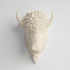 Wholesale ๐ Near And Deer Faux Taxidermy Bison Head Wall Mount, Ivory ๐