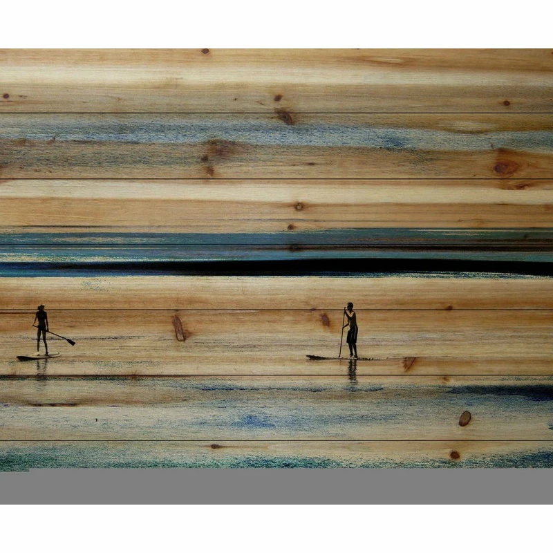 Flash Sale 💯 Parvez Taj "Surfboard Paddling" Print On Natural Pine Wood, 36"x24" 🔔 3 Flash Sale 💯 Parvez Taj "Surfboard Paddling" Print On Natural Pine Wood, 36"x24" 🔔