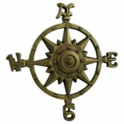 Brand new 🌟 Zeckos Antique Brass Finish Compass Rose Indoor/Outdoor Wall Hanging 🎁