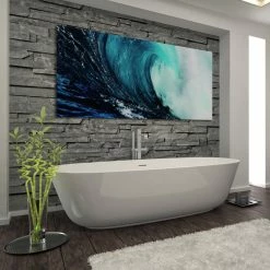 Outlet 🤩 Empire Art Direct Blue Wave Wall Art Frameless Tempered Glass Contemporary Artwork 24" X 63" 🌟 -Cheap wall decor Store 73d1b7df0e8ecf0c 5329 w800 h800 b0 p0