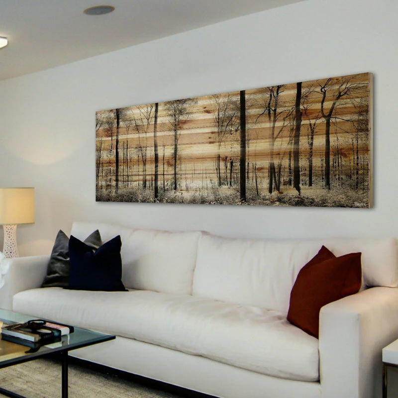 Cheapest 🥰 Parvez Taj "Panoramic Forest" Painting Print On Natural Pine Wood, 60"x20" ❤️ 10 Cheapest 🥰 Parvez Taj "Panoramic Forest" Painting Print On Natural Pine Wood, 60"x20" ❤️ - Image 8