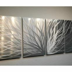 Outlet 🎉 Miles Shay Metal Art "Radiance Silver" Metal Wall Art By Miles Shay, 4-Piece Set 😀 -Cheap wall decor Store 7b318ce107d6dbc5 6199 w800 h800 b0 p0