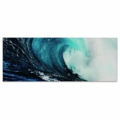 Outlet 🤩 Empire Art Direct Blue Wave Wall Art Frameless Tempered Glass Contemporary Artwork 24" X 63" 🌟
