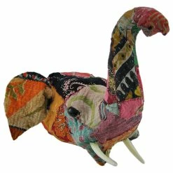 Discount 😉 Zeckos Recycled 15 Inch Fabric Covered Trunk Up Elephant Head Wall Mount Bust ✨