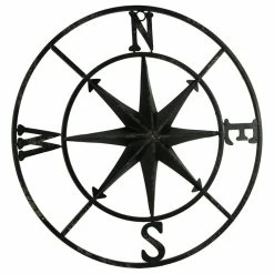 Cheapest 🧨 PD Home & Garden Distressed Metal Compass Rose Indoor/Outdoor Wall Hanging - Black 😀