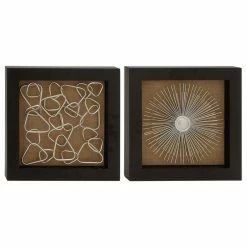 Promo 🤩 Brimfield & May Set Of 2 Brown Metal Contemporary Abstract Wall Decor, 18" X 18" 🧨