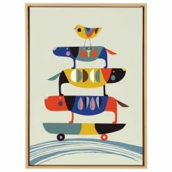 Buy 🥰 Uniek Sylvie Skate 🐕 Dog Framed Canvas By Rachel Lee, Natural 23x33 🛒