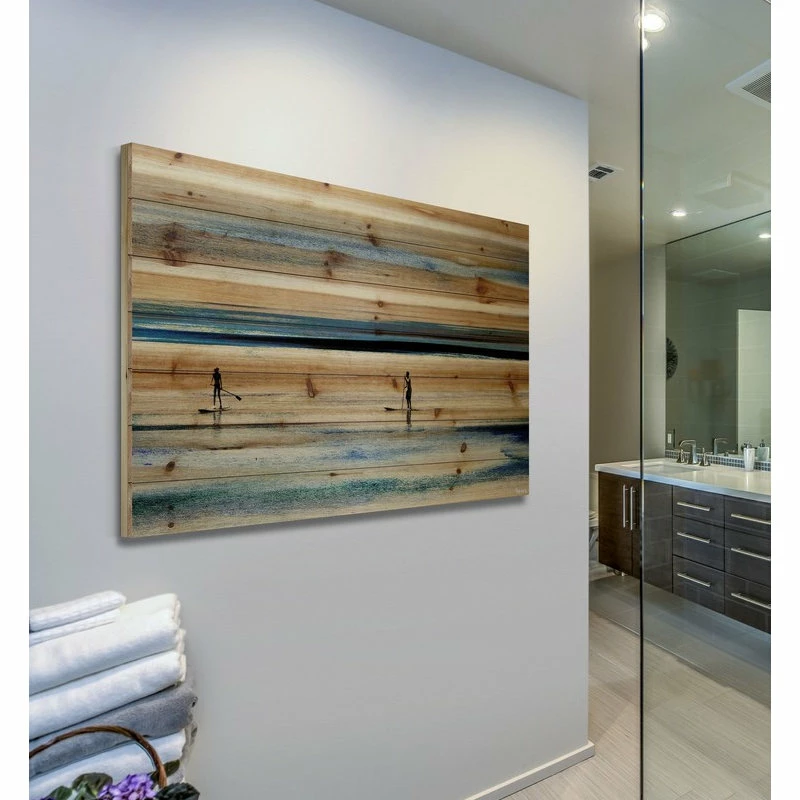 Flash Sale 💯 Parvez Taj "Surfboard Paddling" Print On Natural Pine Wood, 36"x24" 🔔 5 Flash Sale 💯 Parvez Taj "Surfboard Paddling" Print On Natural Pine Wood, 36"x24" 🔔 - Image 3