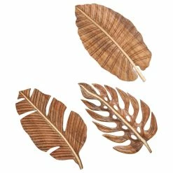 Cheap 🧨 Brimfield & May Set Of 3 Brown Mango Wood Floral Wall Decor 95989 💯