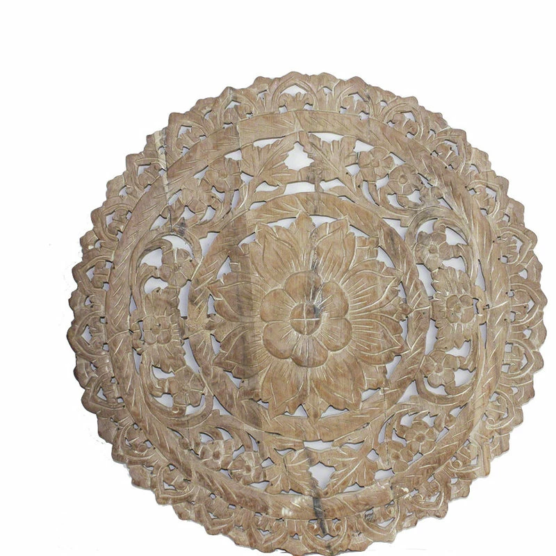 Cheap ⭐ Kammika Import Export Co., Ltd (Thailand) Haussmann Teak Lotus Panel Inlay Round 60 Cm H Sand Washed ✔️ 4 Cheap ⭐ Kammika Import Export Co., Ltd (Thailand) Haussmann Teak Lotus Panel Inlay Round 60 Cm H Sand Washed ✔️ - Image 2