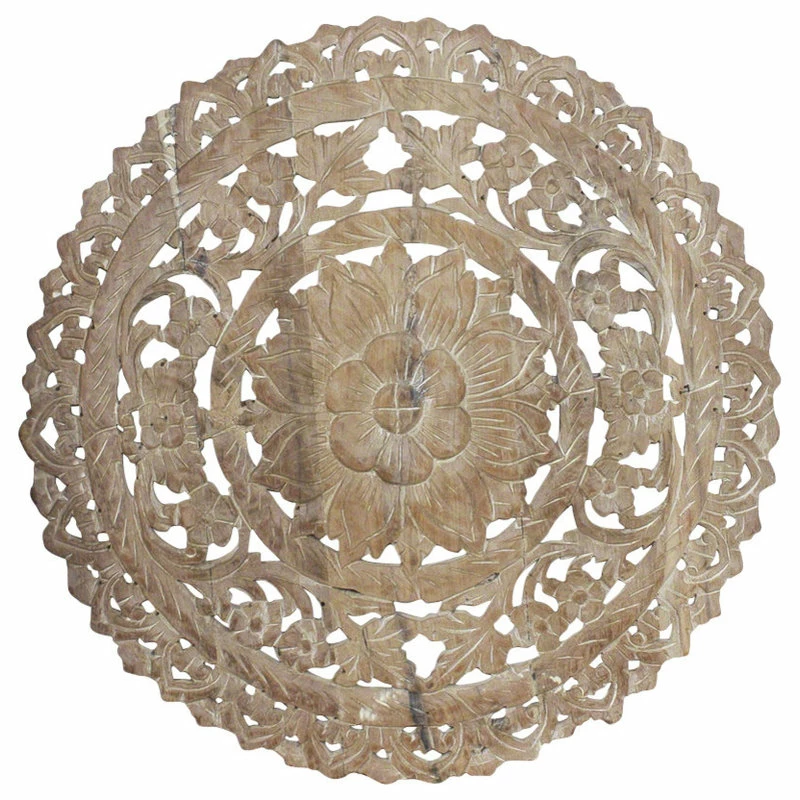 Cheap ⭐ Kammika Import Export Co., Ltd (Thailand) Haussmann Teak Lotus Panel Inlay Round 60 Cm H Sand Washed ✔️ 3 Cheap ⭐ Kammika Import Export Co., Ltd (Thailand) Haussmann Teak Lotus Panel Inlay Round 60 Cm H Sand Washed ✔️