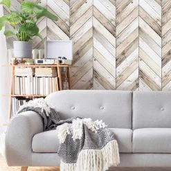 Hot Sale 😉 Accentuwall Chevron Wood Herringbone Wallpaper, Peel And Stick, Light, 24"x108" 👍 -Cheap wall decor Store a711650e0e591ff4 7788 w800 h800 b0 p0