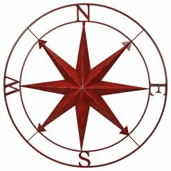 Best deal 🔥 Zeckos Indoor Outdoor Metal Compass Rose Wall Sculpture 39.5 Inch Diameter, Red 😀