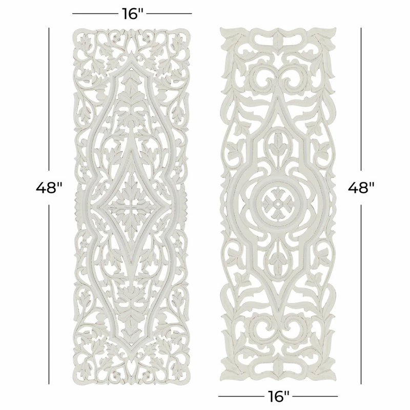 Cheapest ๐ Brimfield & May Set Of 2 White Mango Wood Farmhouse Abstract Wall Decor, 16" X 48" ๐ 4 Cheapest ๐ Brimfield & May Set Of 2 White Mango Wood Farmhouse Abstract Wall Decor, 16" X 48" ๐ - Image 2