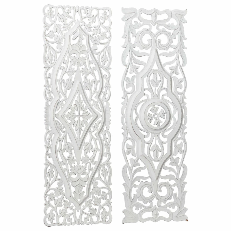 Cheapest ๐ Brimfield & May Set Of 2 White Mango Wood Farmhouse Abstract Wall Decor, 16" X 48" ๐ 5 Cheapest ๐ Brimfield & May Set Of 2 White Mango Wood Farmhouse Abstract Wall Decor, 16" X 48" ๐ - Image 3