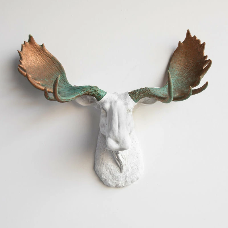 Deals โจ Near And Deer Faux Taxidermy Moose Head Wall Mount, White And Green Patina ๐ฏ 3 Deals โจ Near And Deer Faux Taxidermy Moose Head Wall Mount, White And Green Patina ๐ฏ