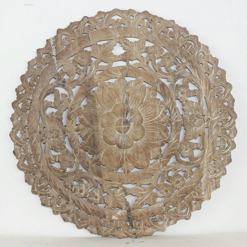 Cheap ⭐ Kammika Import Export Co., Ltd (Thailand) Haussmann Teak Lotus Panel Inlay Round 60 Cm H Sand Washed ✔️ 6 Cheap ⭐ Kammika Import Export Co., Ltd (Thailand) Haussmann Teak Lotus Panel Inlay Round 60 Cm H Sand Washed ✔️ - Image 4